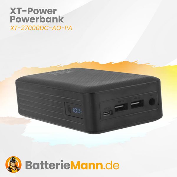 XT-Power, Powerbank, XT27000, 27000mAh, tragbarer Akku, externer Akku, mobiler Energiespeicher, Hochleistungs-Powerbank, wiederaufladbar, USB-Anschlüsse, Schnellladung, USB-C, langlebig, robuste Powerbank, Notstromversorgung, Kapazität, Ladestation Anwendungsbeispiele: Smartphone-Ladegerät Tablet-Ladegerät Laptop-Ladegerät Kamera-Ladegerät Notstromversorgung für unterwegs Ladestation für Reisen Energiespeicher für Outdoor-Aktivitäten Backup-Batterie für elektronische Geräte Stromversorgung für Camping und Wandern Powerbank für Geschäftsreisen